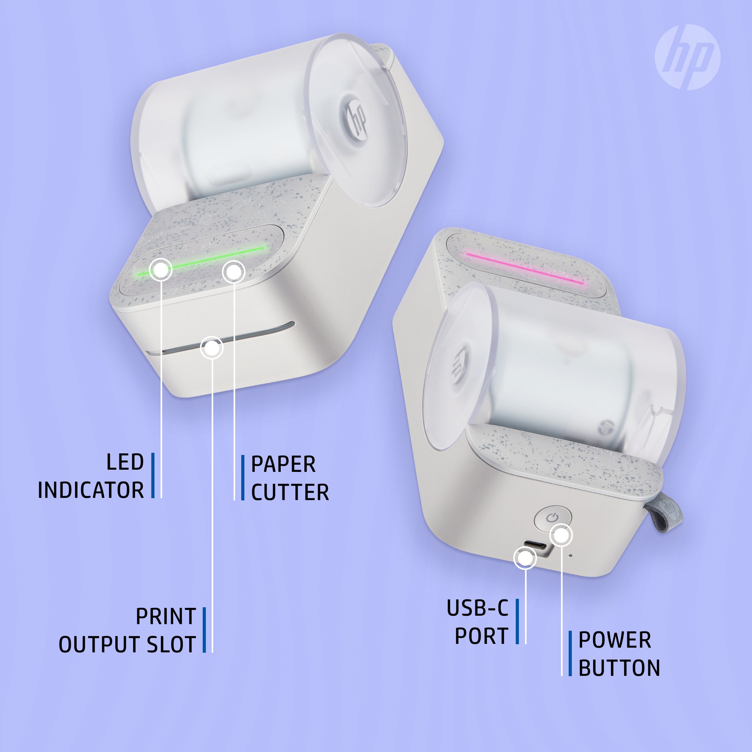HP Sprocket Panorama Instant Portable Color Label & Photo Printer (Grey) Starter Bundle with case and HP Zink roll Sprocket Printers