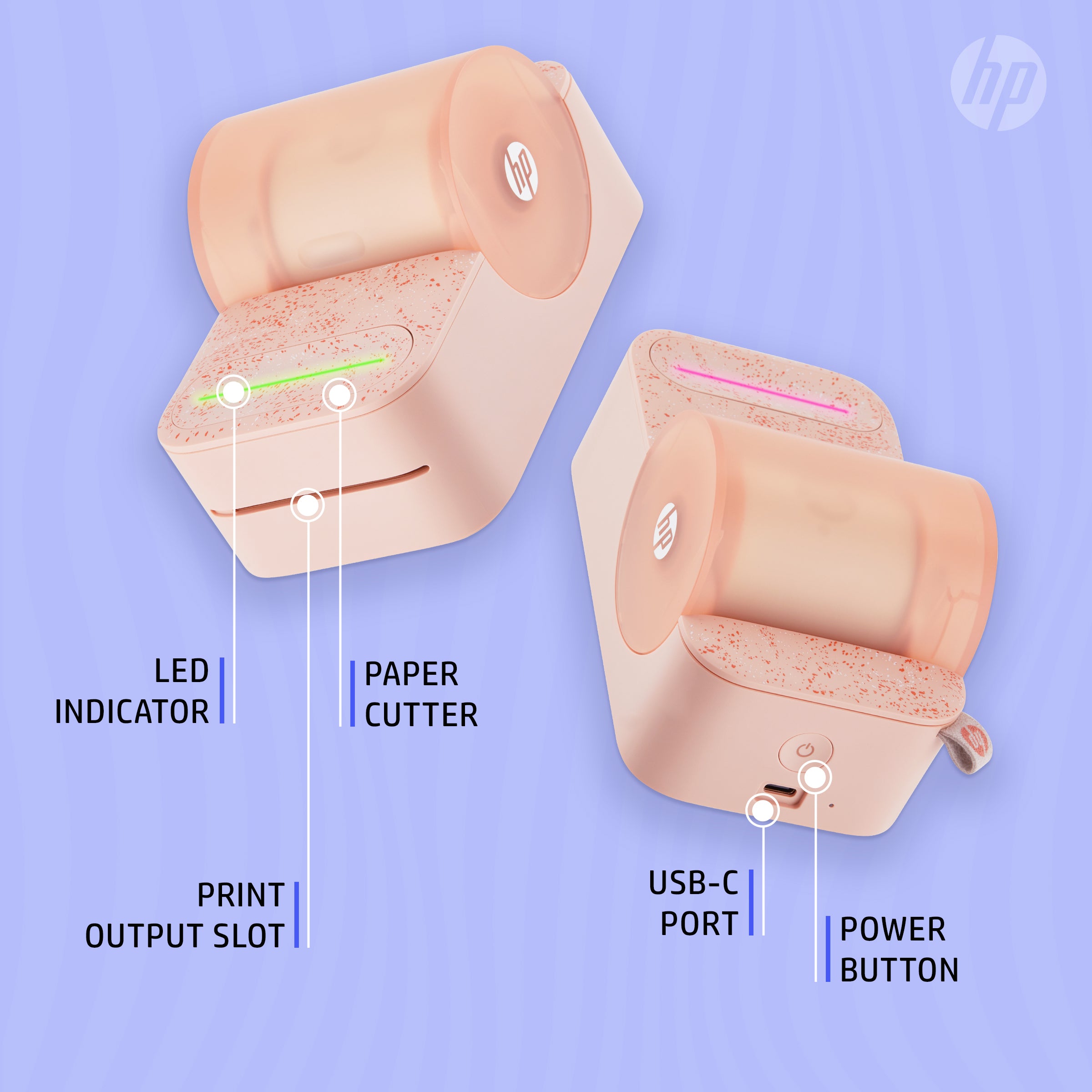 HP Sprocket Panorama Instant Portable Color Label & Photo Printer (Pink) Starter Bundle with case and HP Zink roll Sprocket Printers
